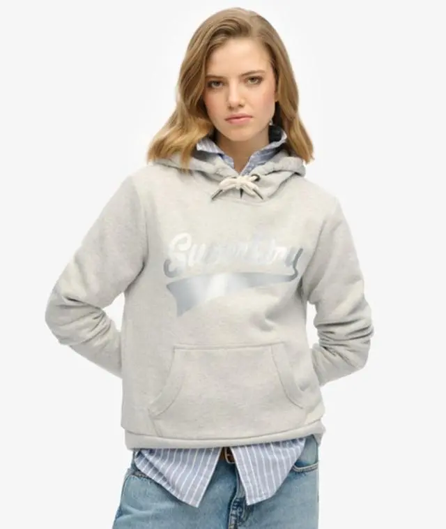 Superdry Women's Super Athletics Hoodie Light Grey / Glacier Grey Marl - 