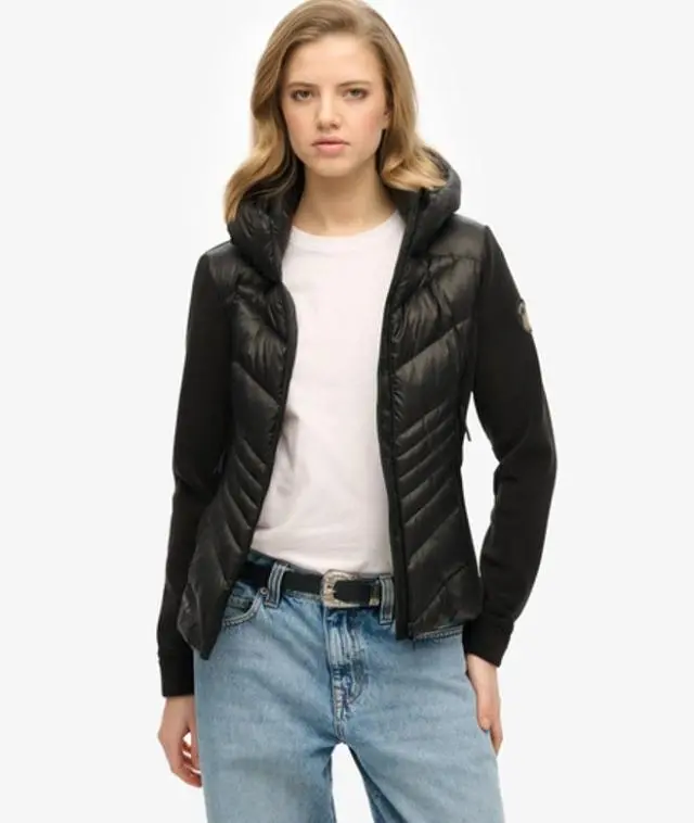 Superdry Women's Hooded Storm Fleece Jacket Black - 