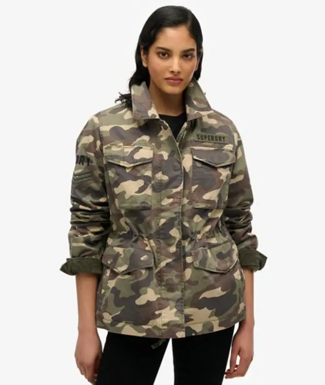 Superdry Women's Embellished M65 Military Jacket Green / Army Camo - 