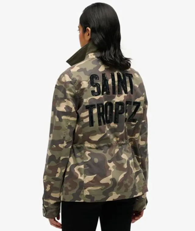 Superdry Women's Embellished M65 Military Jacket Green / Army Camo - 