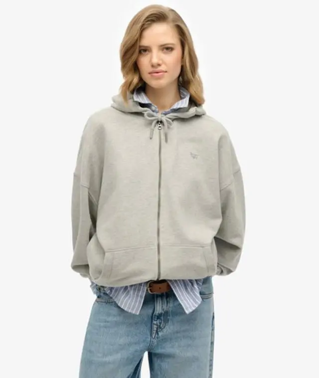 Superdry Women's Studios Zip Hoodie Grey / Grey Marl - 