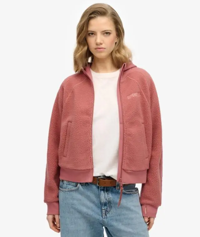 Superdry Women's Active Tech Fleece Full Zip Hoodie Pink / Withered Rose - 