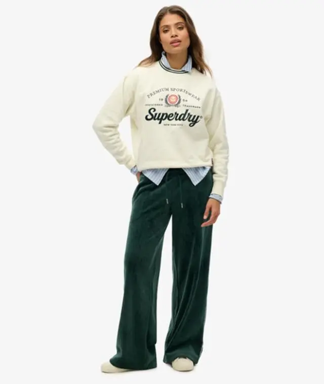 Superdry Women's Country Club Velour Joggers Green / Enamel Green - 