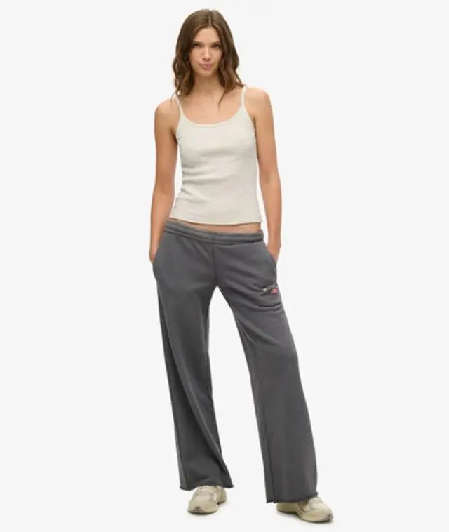Superdry Women's Athletic Essentials Wide Leg Joggers Dark Grey / Charcoal -