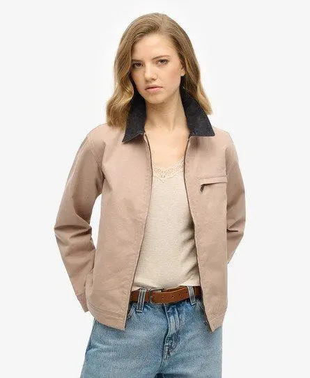 Superdry Women's Cord Collar Ranch Jacket Pink / Fawn -