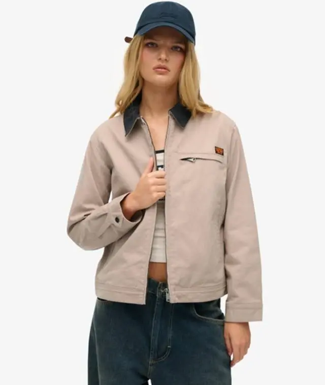 Superdry Women's Cord Collar Ranch Jacket Pink / Fawn - 
