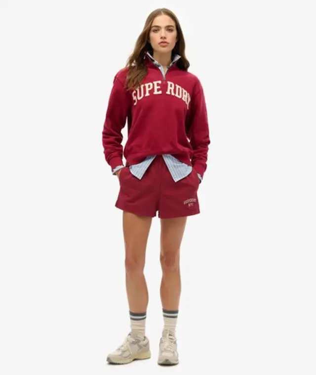 Superdry Women's Athletic Essentials Graphic Shorts Red / Bordeaux Red - 