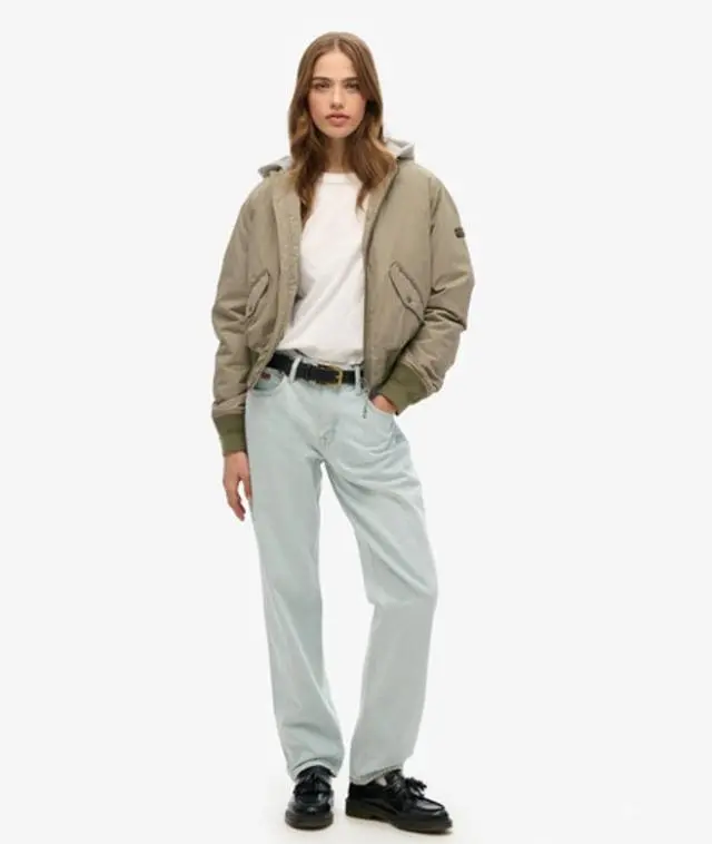 Superdry Women's Hooded MA1 Bomber Jacket Khaki / Light Khaki Green - 
