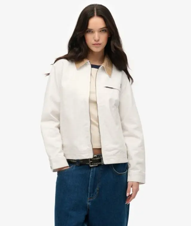 Superdry Women's Cord Collar Barn Jacket White / Off White - 