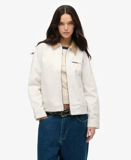 Superdry Women's Cord Collar Ranch Jacket White / Off White -