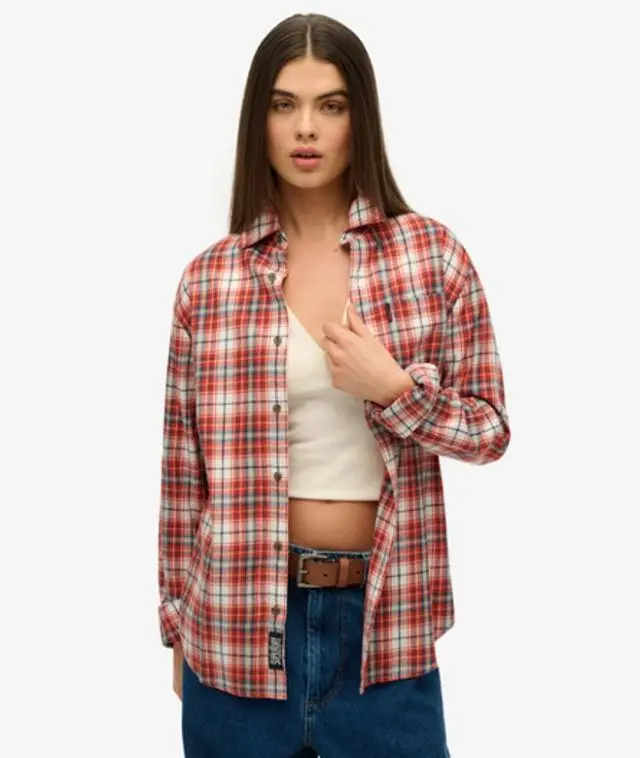 Superdry & Co Women's Oversized Vintage Check Shirt White / Frontier Check White - 