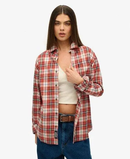 Superdry Women's Oversized Vintage Check Shirt White / Frontier Check White - 