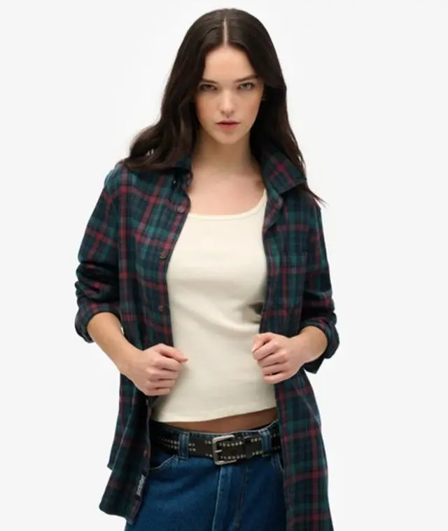 Superdry Women's Oversized Vintage Check Shirt Navy / Montauk Check Navy - 