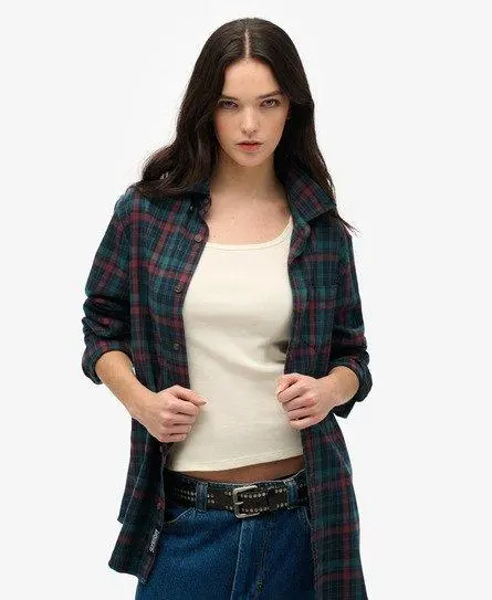 Superdry Women's Oversized Vintage Check Shirt Navy / Montauk Check Navy -