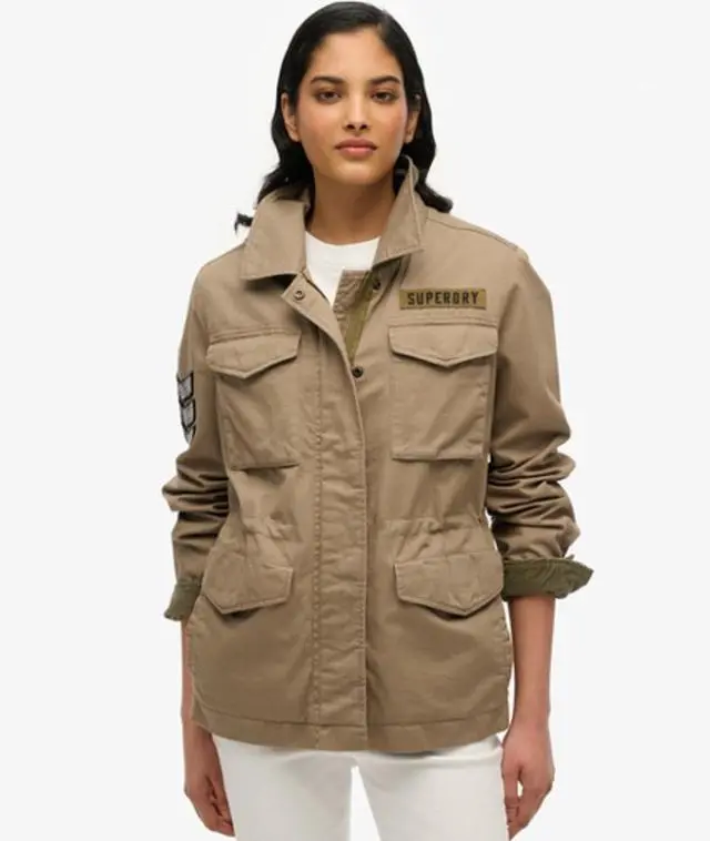 Superdry Women's Embellished M65 Military Jacket Green / Dark Sage Green - 