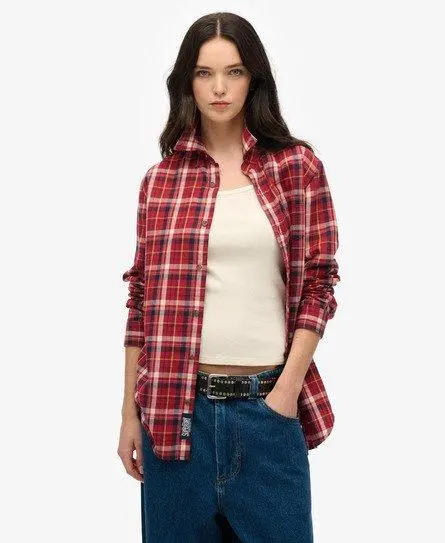 Superdry Women's Oversized Vintage Check Shirt Red / Montauk Check Red -