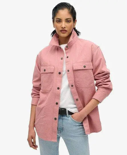 Superdry Women's Workwear Overshirt Pink / Ash Rose -