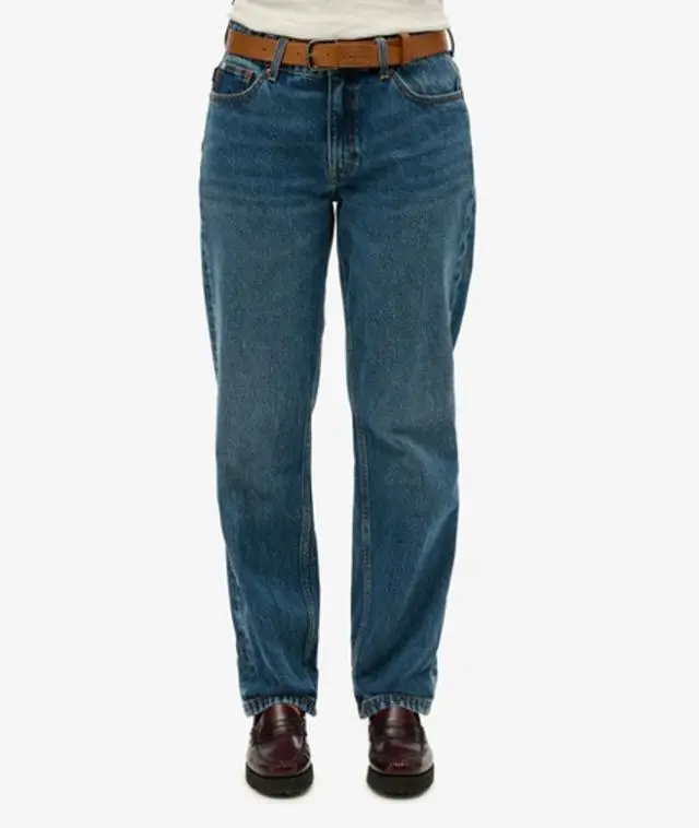 Superdry Women's Mid Rise Straight Leg Jean Dark Blue / Fulton Vintage Blue - 
