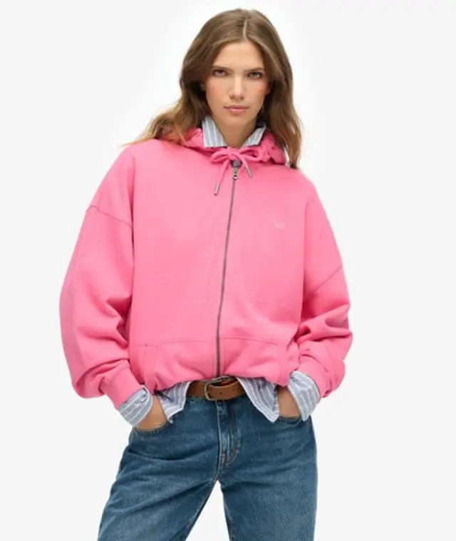 Superdry Women's Studios Zip Hoodie Pink / Azalea Pink - 