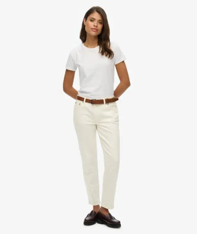 Superdry Women's Organic Cotton Mid Rise Slim Jeans White / Optic - 