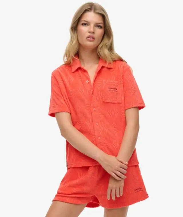 Superdry & Co Women's Country Club Towelling Shirt Coral / Pastelline Coral - 