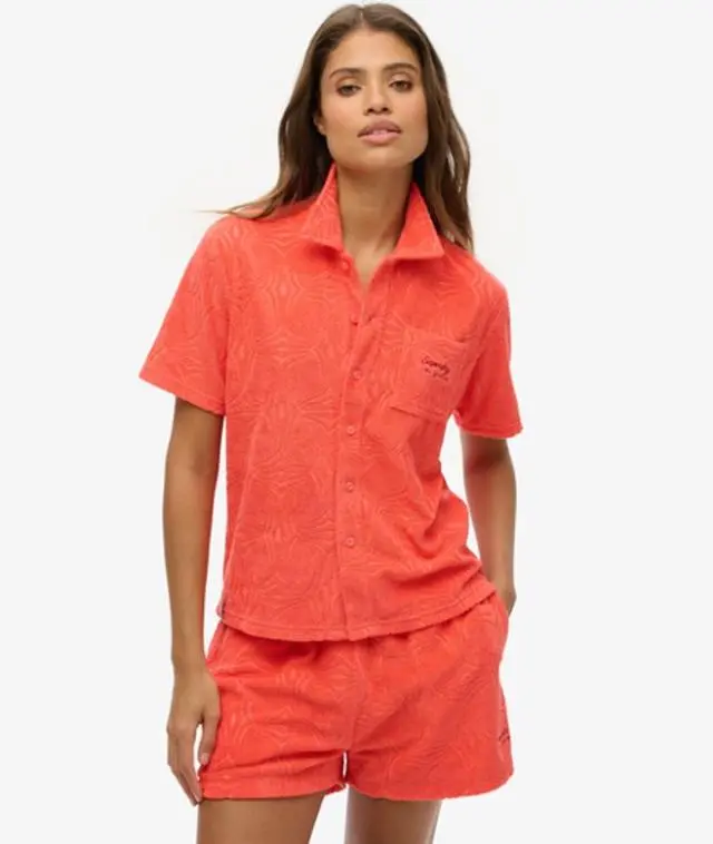 Superdry Women's Country Club Towelling Shirt Coral / Pastelline Coral - 