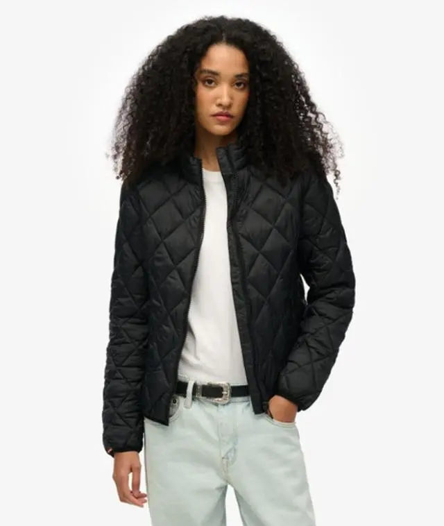 Superdry Women's Diamond Quilt Fuji Lite Jacket Black - 