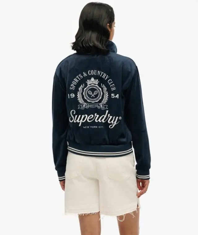 Superdry Women's Country Club Jersey Bomber Blue / Blueberry Navy - 