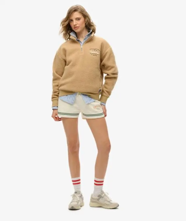 Superdry Women's Country Club Fleece Half Zip Sweatshirt Beige / Shaker Beige - 