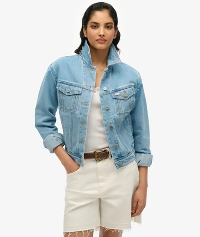 Superdry Women's Embellished Denim Jacket Blue / Boston Vintage Blue - 