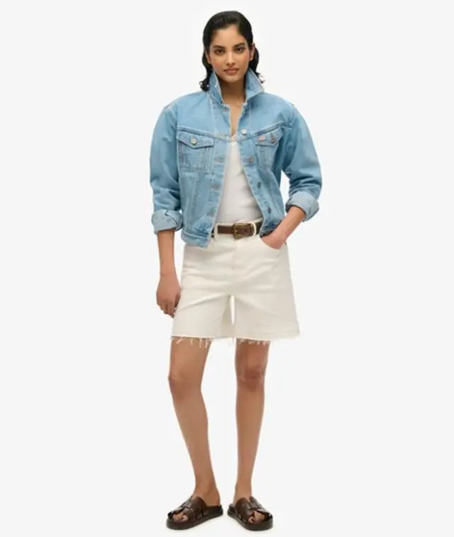 Superdry Women's Embellished Denim Jacket Blue / Boston Vintage Blue - 