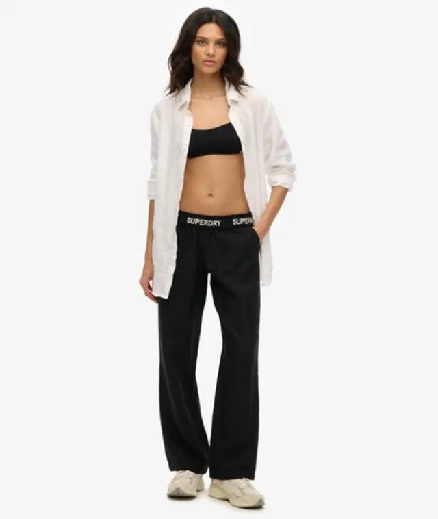 Superdry Women's Linen Drawstring Pants Black - 