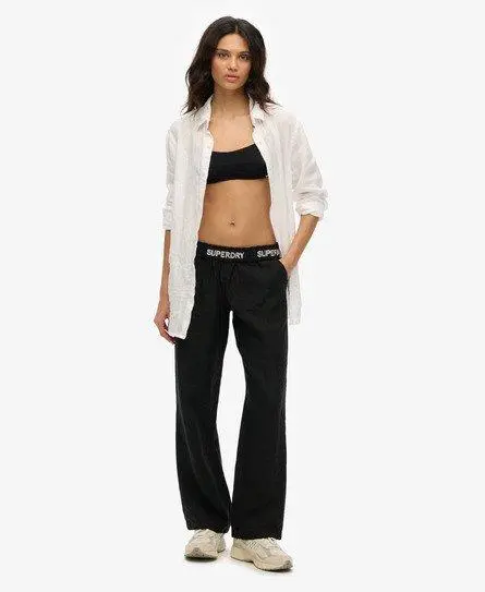 Superdry Women's Linen Drawstring Pants Black -