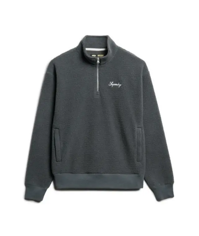 Superdry Women's Country Club Borg Lined Half Zip Sweatshirt Dark Grey / Ebony - 