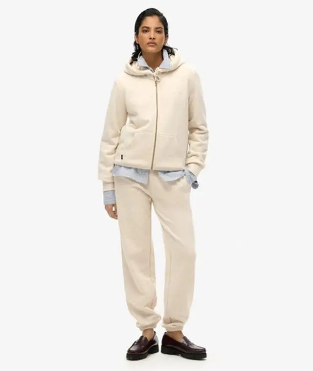 Superdry Women's Essential Logo Half Brushed Joggers Beige / Light Oat Marl - 