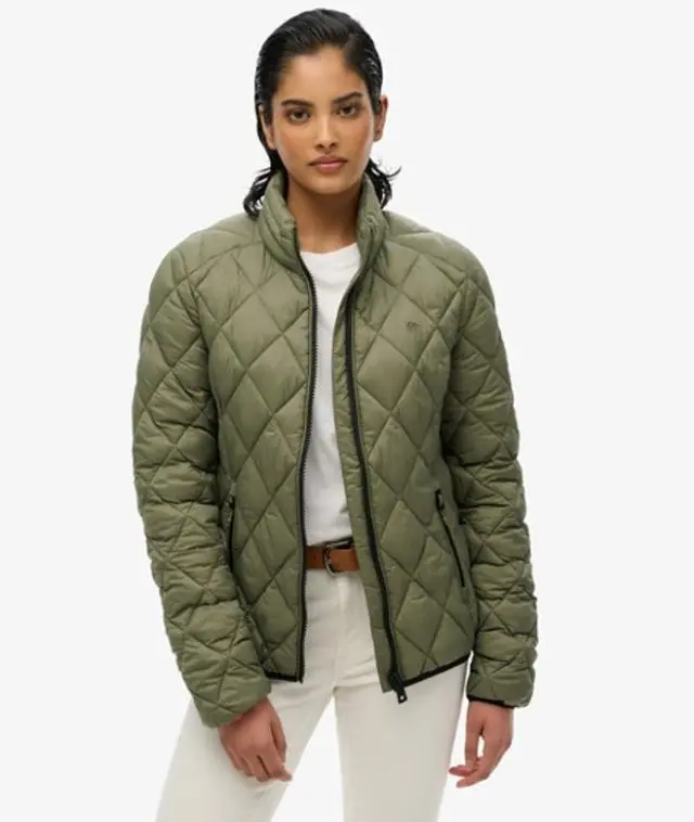 Superdry & Co Women's Diamond Quilt Fuji Lite Jacket Green / Dusty Olive Green - 