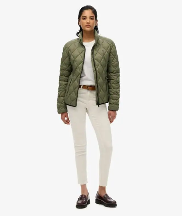 Superdry Women's Diamond Quilt Fuji Lite Jacket Green / Dusty Olive Green - 