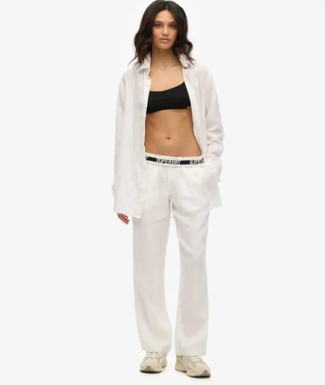 Superdry Women's Linen Drawstring Pants White - 