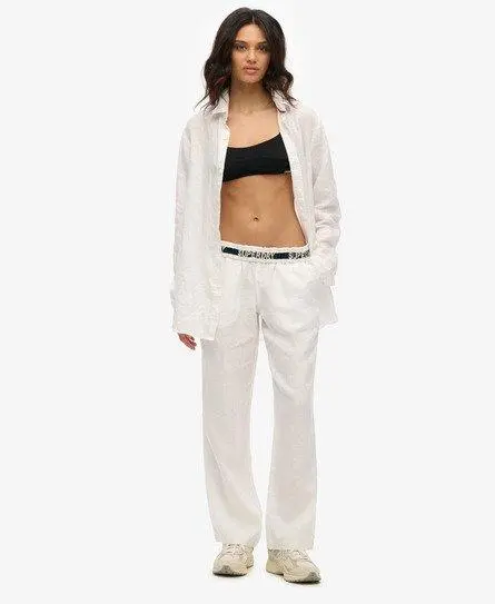 Superdry Women's Linen Drawstring Pants White -