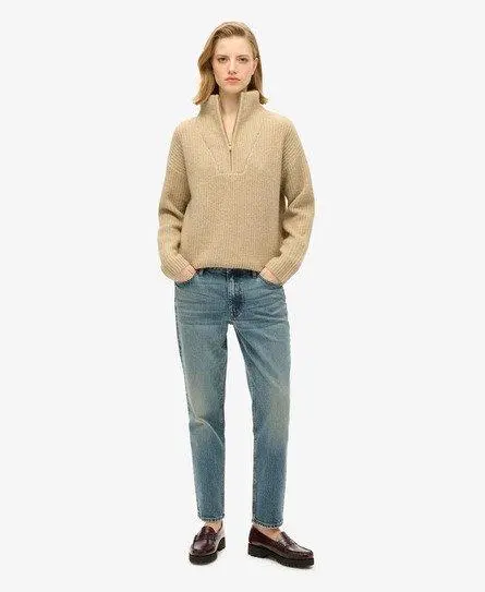 Superdry Women's Organic Cotton Mid Rise Slim Jeans Dark Blue / Logan Vintage Dark Blue - 