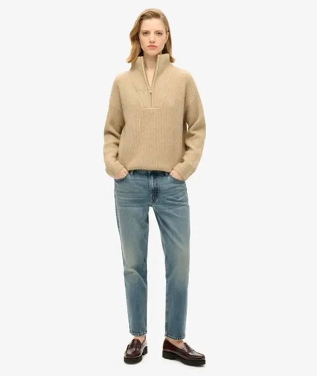 Superdry Women's Organic Cotton Mid Rise Slim Jeans Dark Blue / Logan Vintage Dark Blue - 