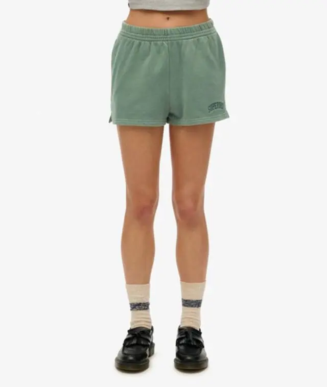 Superdry Women's Athletic Essentials Tonal Embroidered Shorts Green / Laurel Khaki - 