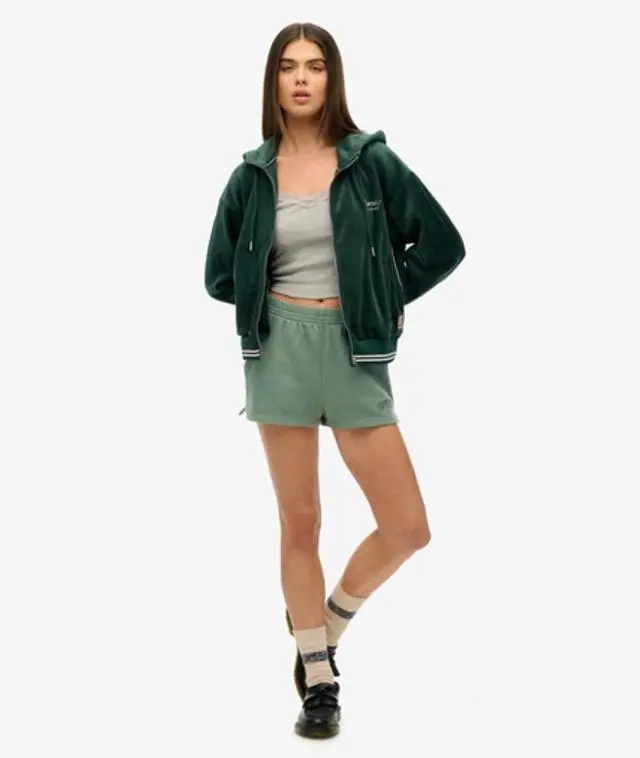Superdry Women's Athletic Essentials Tonal Embroidered Shorts Green / Laurel Khaki - 