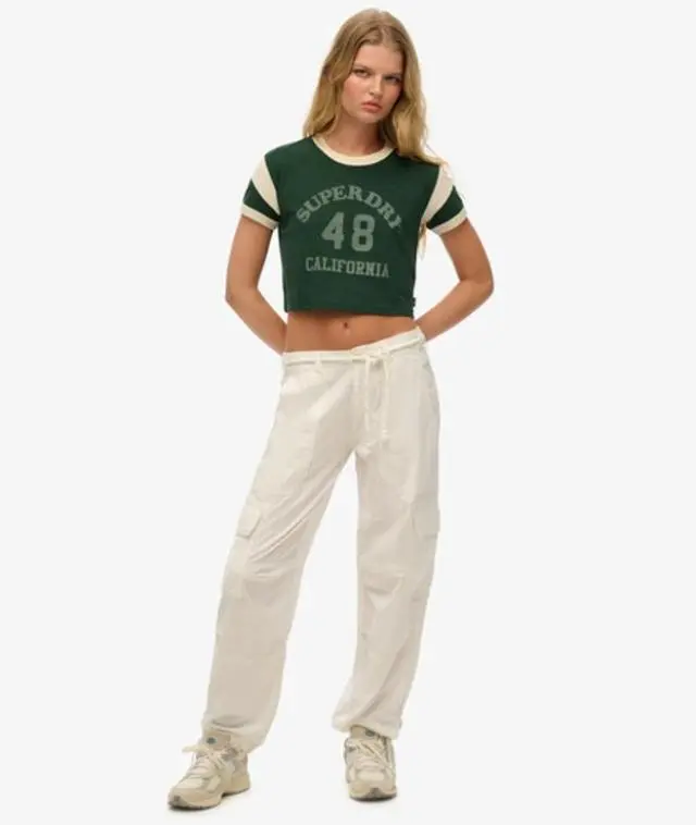 Superdry Women's Lightweight Beach Cargo Pants White / Off White - 