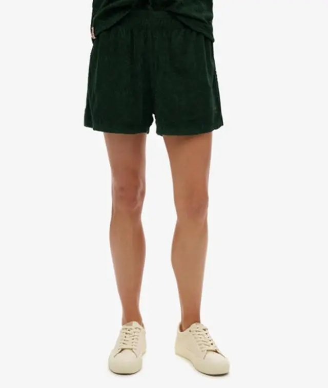 Superdry Women's Country Club Towelling Shorts Green / Enamel Green - 