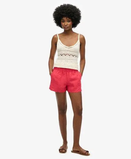 Superdry Women's Linen Shorts Coral / Hyper Fire Coral -