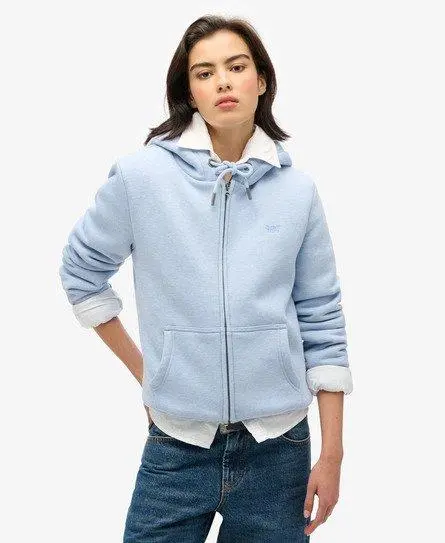 Superdry Women's Essential Borg Lined Zip Hoodie Light Blue / Blue Fog Marl -