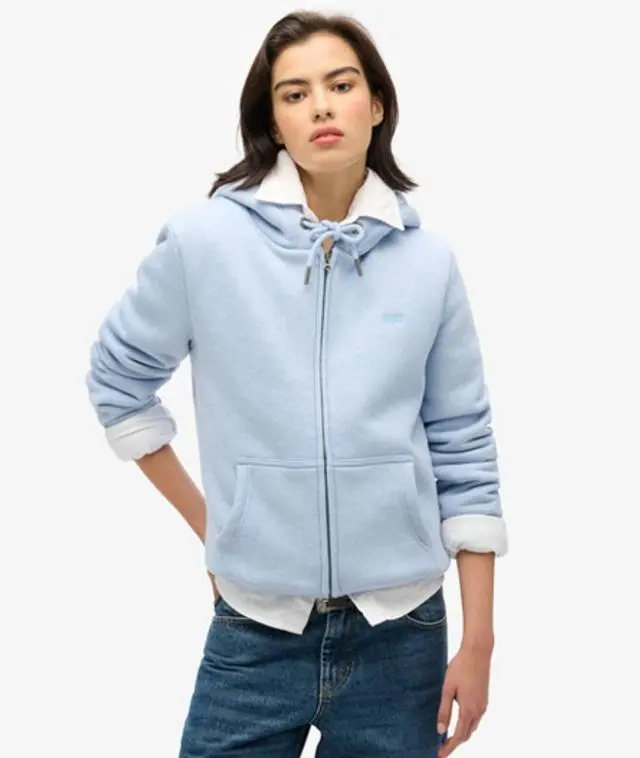 Superdry Women's Essential Borg Lined Zip Hoodie Light Blue / Blue Fog Marl - 