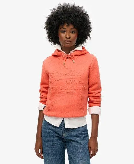 Superdry Women's Embossed Vintage Logo Graphic Hoodie Coral / LA Coral Marl -
