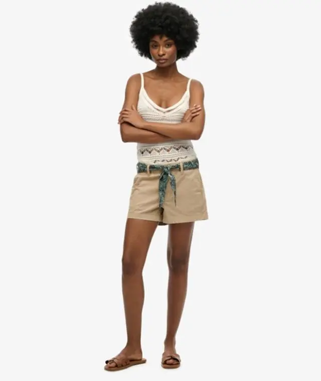 Superdry Women's Classic Chino Shorts Brown / Stonewash Taupe Brown - 